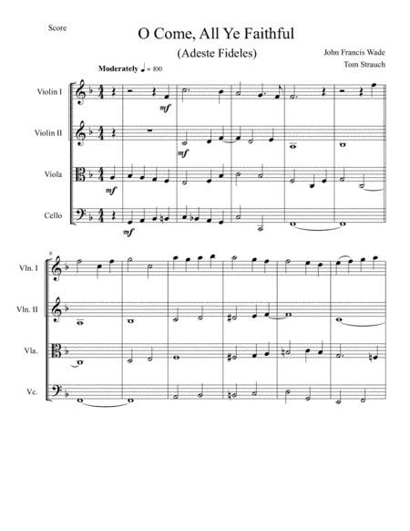 O Come, All Ye Faithful for string quartet (arr. Tom Strauch)