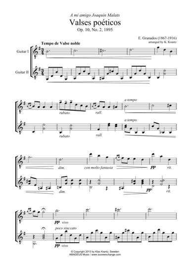Valses poeticos Op. 10, No. 2 for guitar duo (arr. K. Krantz)
