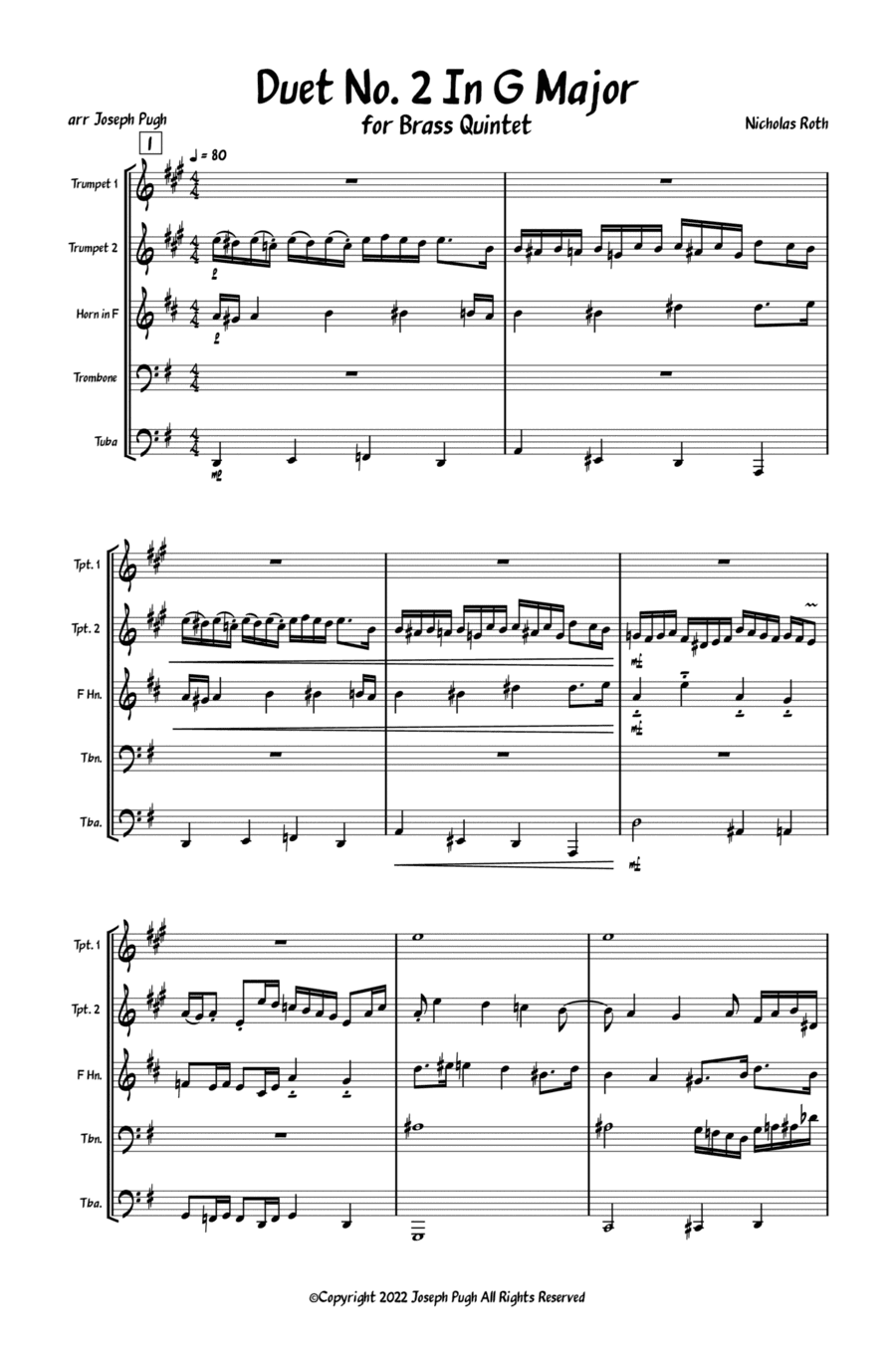Duet No. 2 In G Major (Brass Quintet)