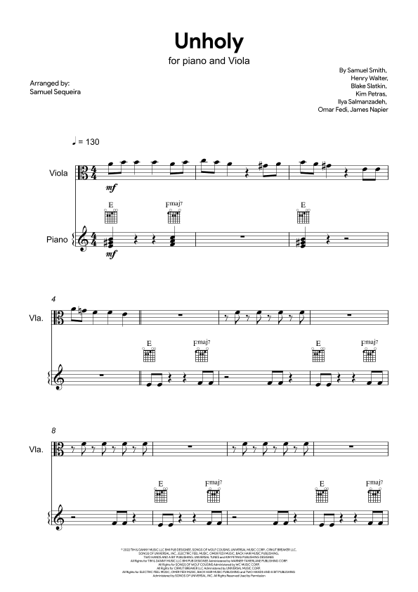 Unholy (arr. Samuel Sequeira)