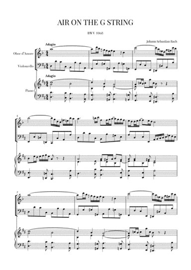 Bach: Air on the G String for Oboe d’Amore, Violoncello and Piano (arr. Cadenza Editions)