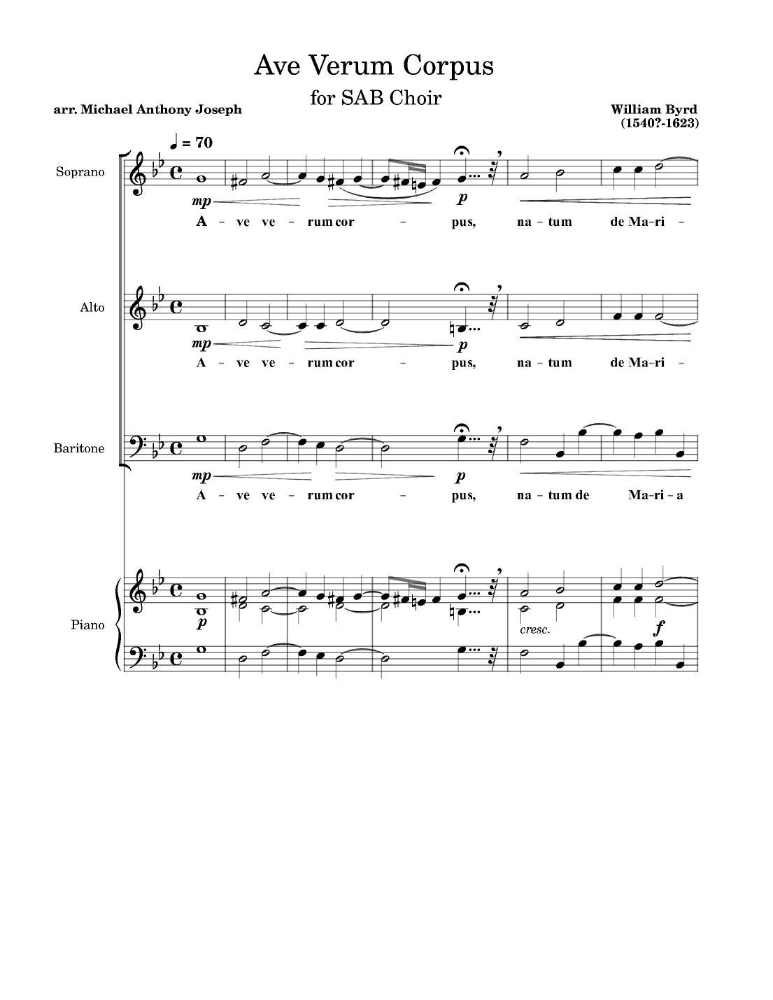 Ave Verum Corpus (arr. Michael A. Joseph)