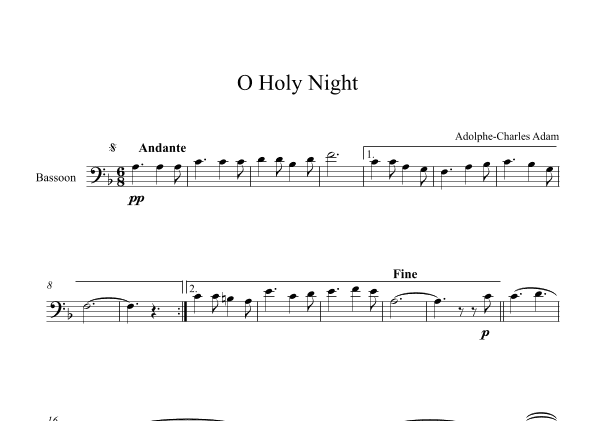 O Holy Night - Adolphe-Charles Adam (Bassoon) (arr. Digital Book Music)