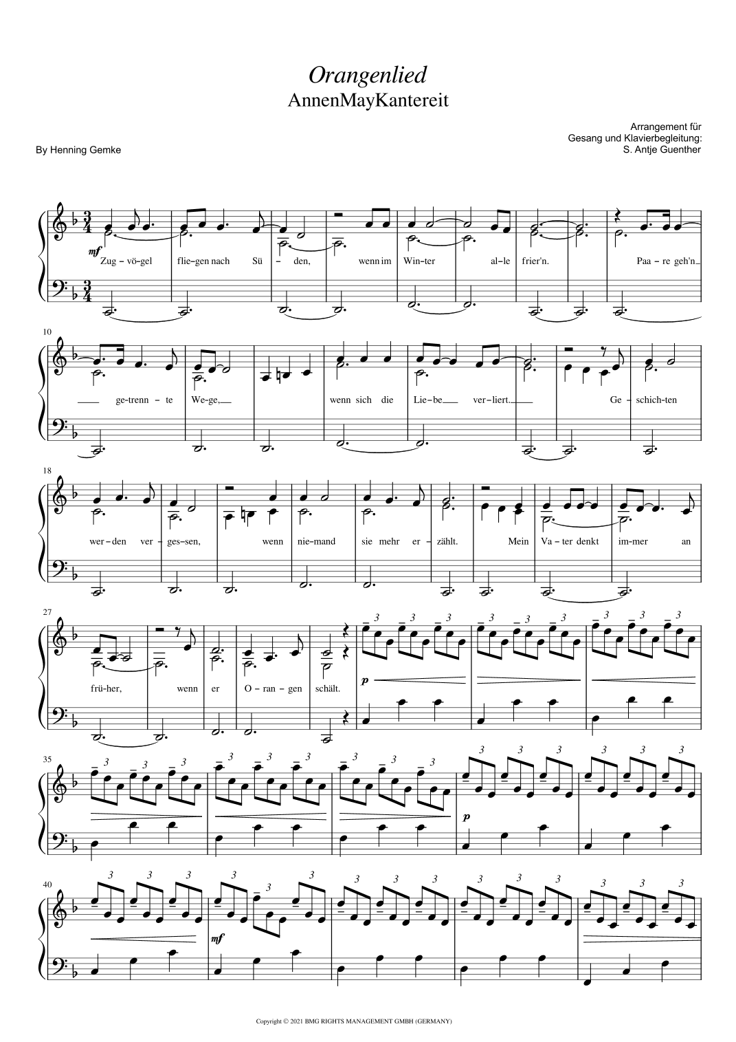 Orangenlied (arr. Antje Günther)