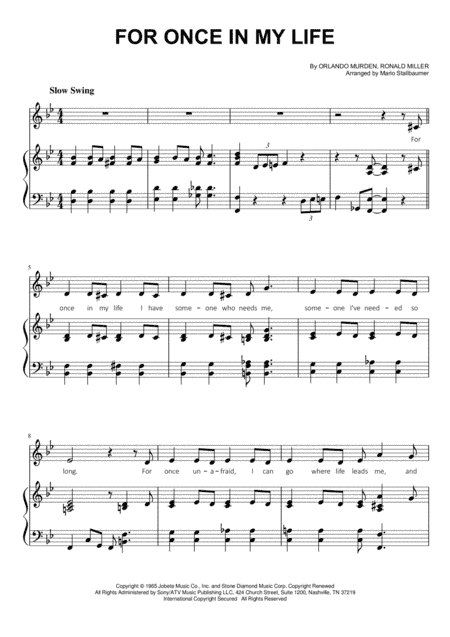 For Once In My Life (arr. Mario Stallbaumer)