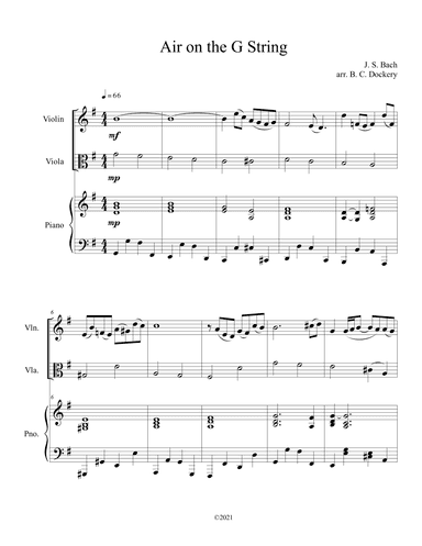 Air on the G String (Violin and Viola Duet with Piano Accompaniment) (arr. B. C. Dockery)