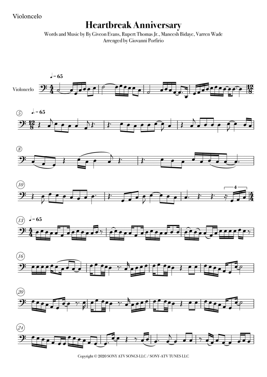 Heartbreak Anniversary (arr. Giovanni Porfirio)