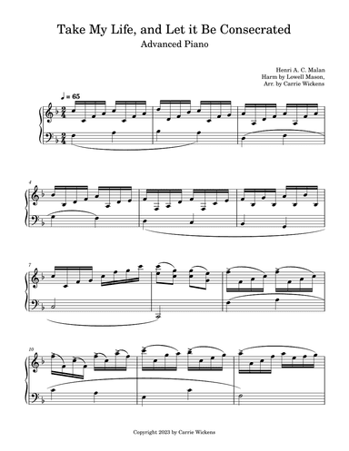 Take My Life and Let it Be (arr. Carrie Wickens)