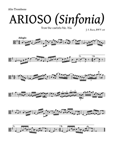 ARIOSO, by J. S. Bach (sinfonia) - for Alto Trombone and accompaniment (arr. Leyandder Trustworthy)