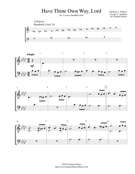 Have Thine Own Way, Lord - for 2-octave handbell choir (arr. Samuel Stokes)
