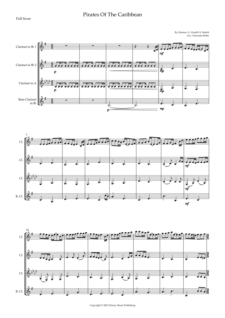 Pirates Of The Caribbean (arr. Fernando Britto)
