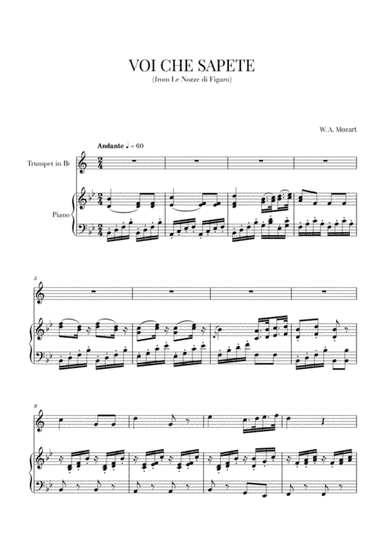 Mozart - Voi Che Sapete (for Trumpet and Piano) (arr. Cadenza Editions)