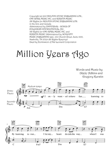 Million Years Ago (arr. Glenn Martin)