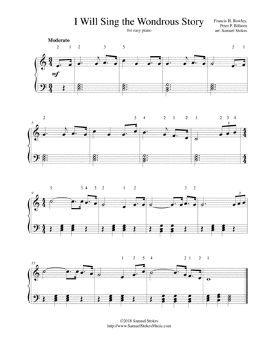 I Will Sing the Wondrous Story - for easy piano (arr. Samuel Stokes)
