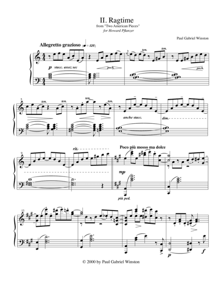 Two American Pieces (2) Ragtime