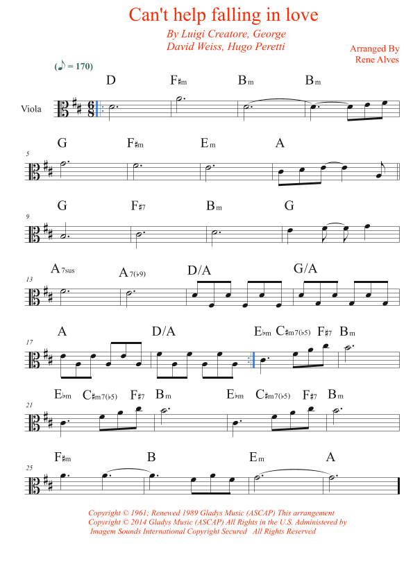 Can't Help Falling In Love (arr. Rene Alves)