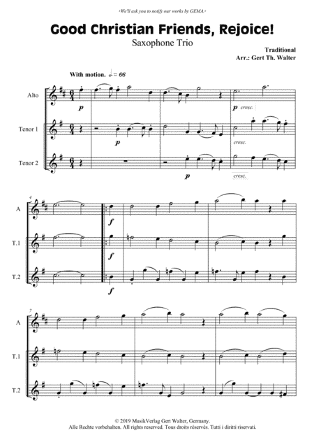 Good Christian Friends, Rejoice! (arr. Gert Th. Walter)