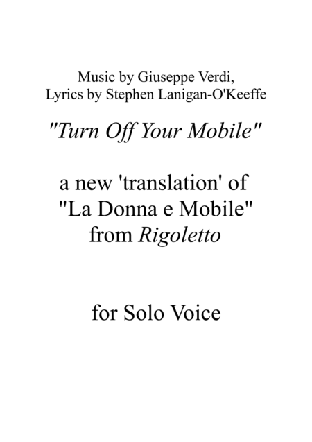 Turn Off Your Mobile ("La donna e mobile") - solo version (arr. Stephen Lanigan-O'Keeffe)