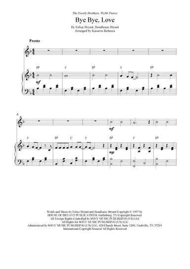 Bye Bye Love (arr. Kaiserin Rebecca)