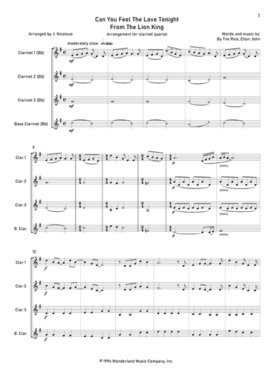 Can You Feel The Love Tonight (arr. John Nicolaus)