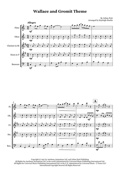 Wallace And Gromit Theme (arr. Kayleigh Huelin)