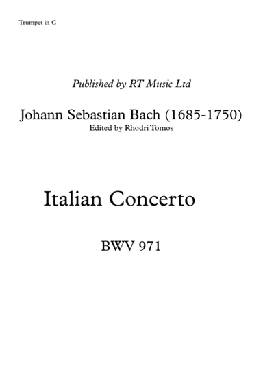 Bach BWV971 Italian Concerto - Movement 1 trumpet solo parts (arr. Rhodri Tomos)