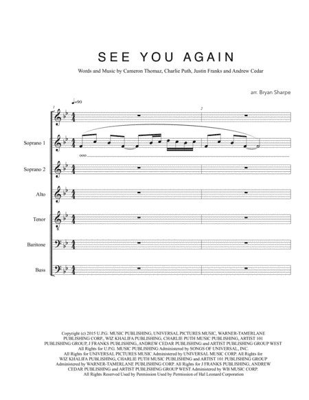 See You Again from FURIOUS 7 (arr. Bryan Sharpe)