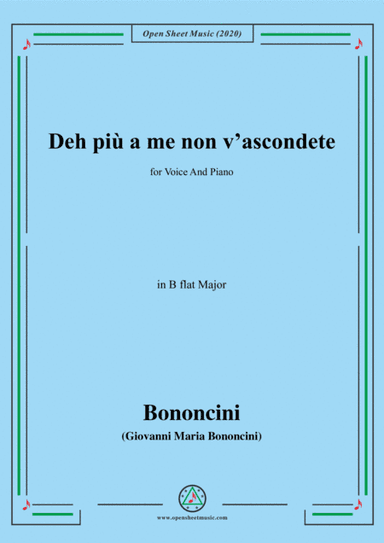 Bononcini,G.M.-Deh più a me non v'ascondete,in B flat Major,for Voice and Piano (arr. MSM)