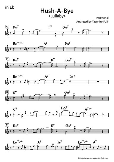 Hush-A-Bye - Easy Improvisation Example for Alto Sax (arr. Yasuhiro Fujii)