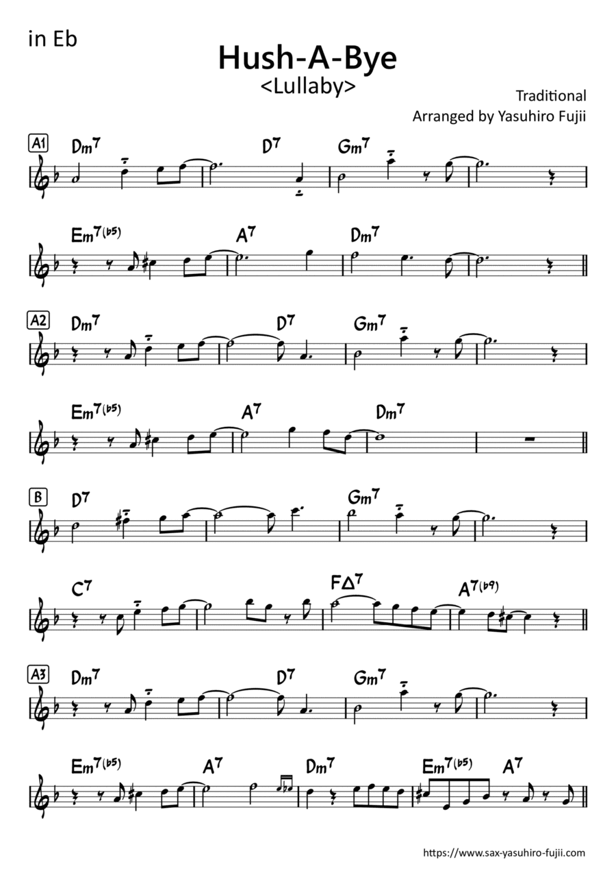 Hush-A-Bye - Easy Improvisation Example for Alto Sax (arr. Yasuhiro Fujii)