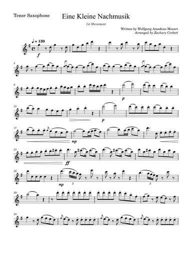 Eine Kleine Nachtmusik, 1st Movement (arr. Zachary Corbett)