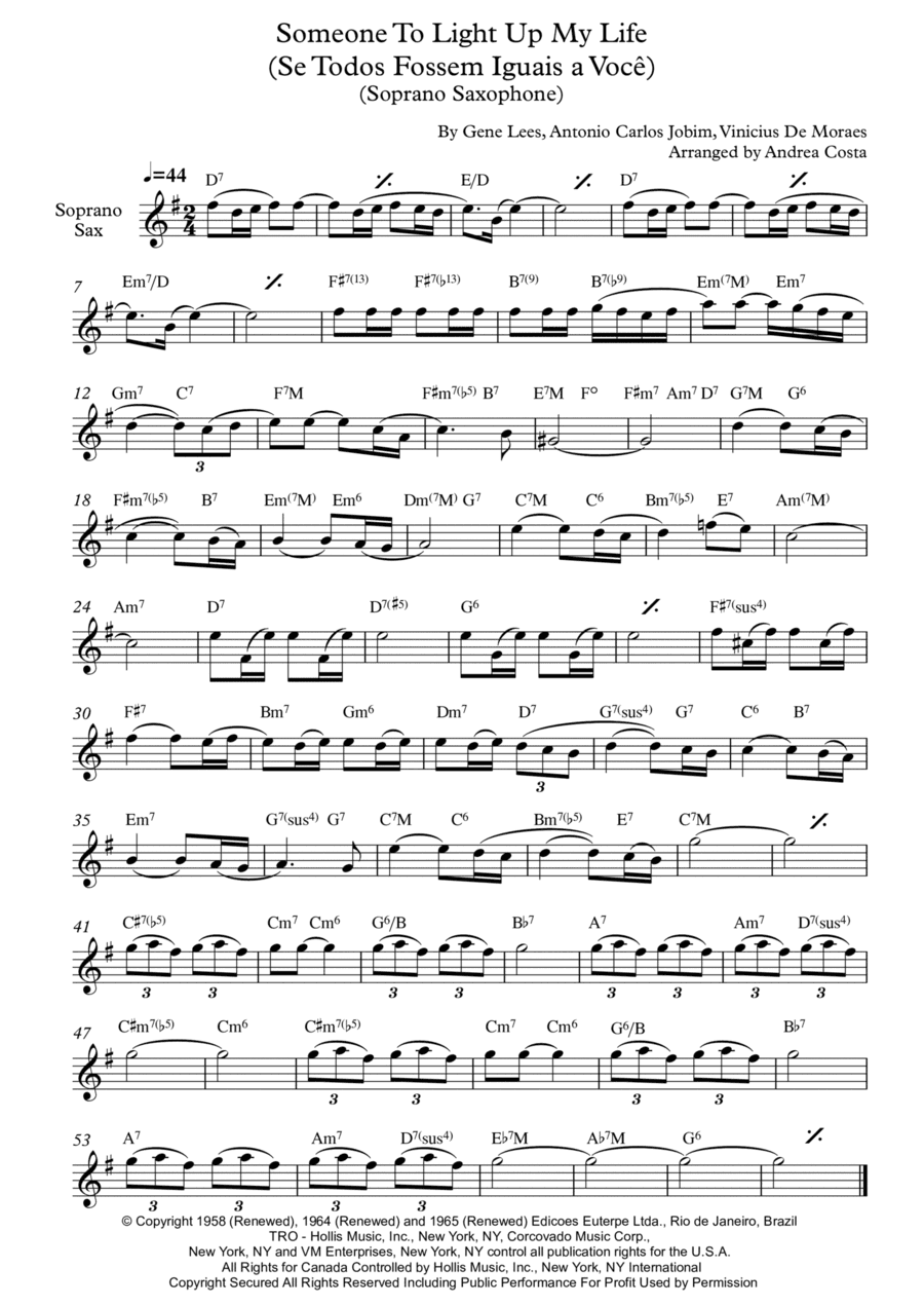 Someone To Light Up My Life (se Todos Fossem Iguais A Voce) (arr. Andrea Costa)
