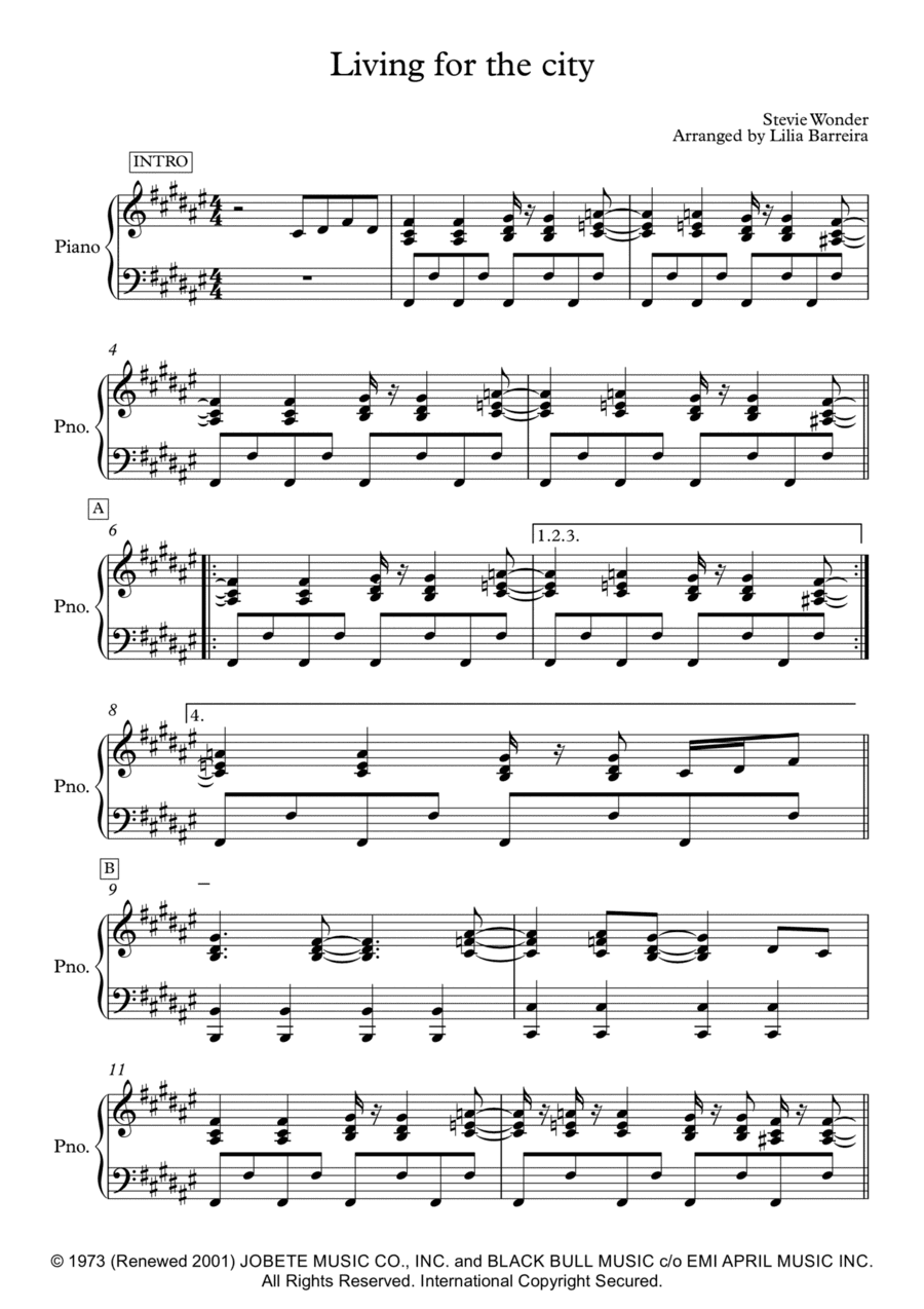 Living For The City (arr. Lilia Barreira)