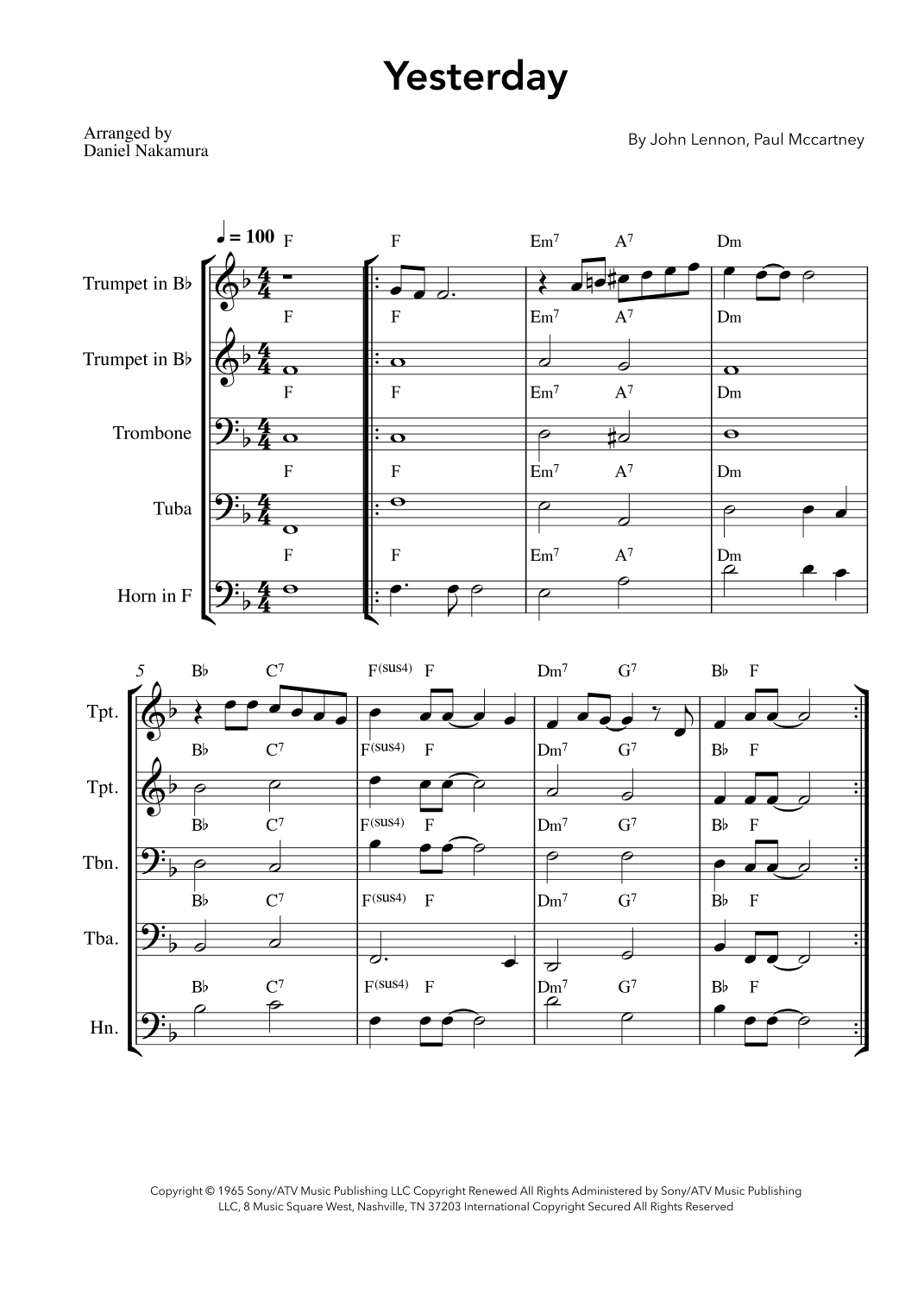 Yesterday (arr. Daniel Nakamura)