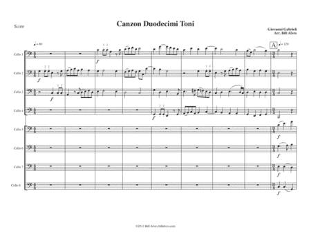 Canzon Duodecimi Toni by Giovanni Gabrieli for 8 cellos (arr. Bill Alves)