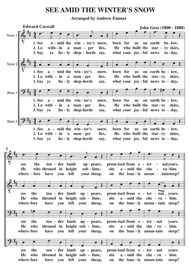 See Amid The Winter's Snow A Cappella TTBB (arr. Andrew Emmet)