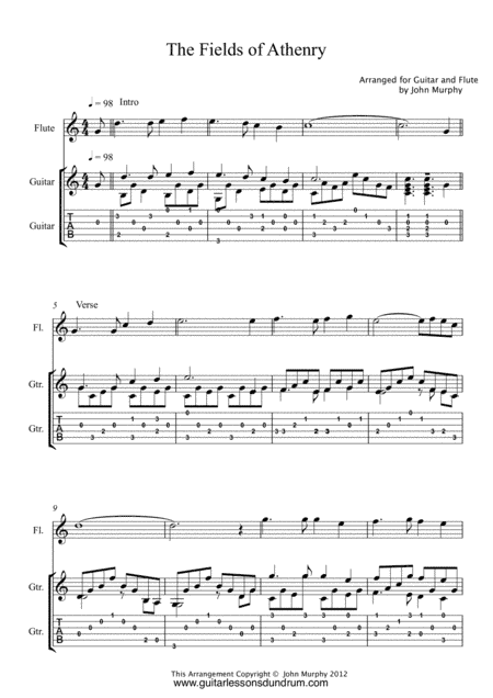 The Fields of Athenry Fingerstyle Guitar & Flute (arr. John Murphy)