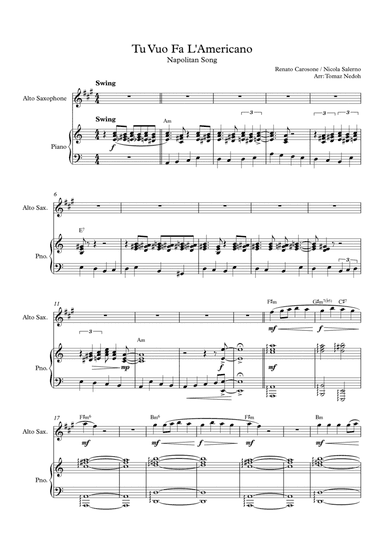 Tu Vuo Fa L'americano (arr. Tomaz Nedoh)