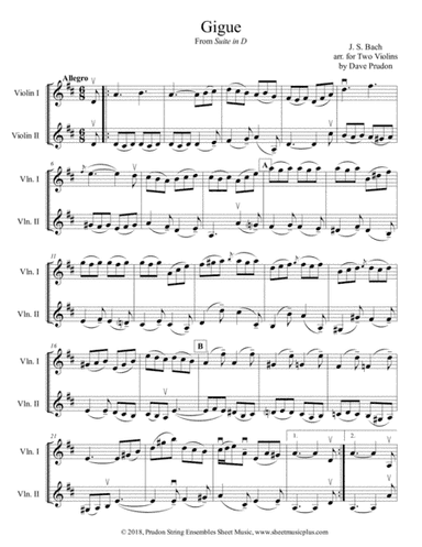 Bach Gigue for Two Violins (arr. Dave Prudon)