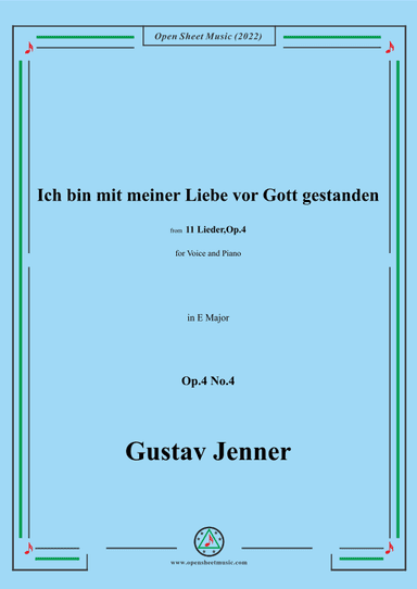 Jenner-Ich bin mit meiner Liebe vor Gott gestanden,in E Major,Op.4 No.4 (arr. OSM Press)