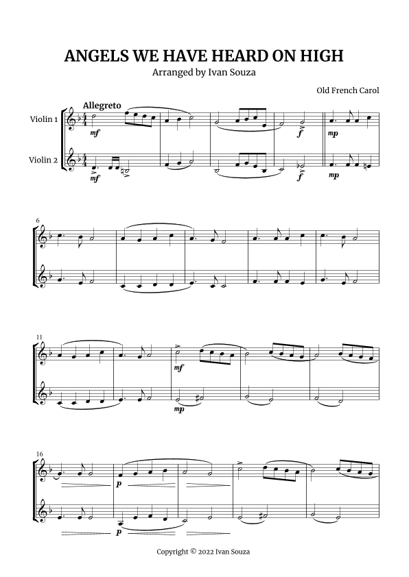 ANGELS WE HAVE HEARD ON HIGH (arr. Ivan Souza)