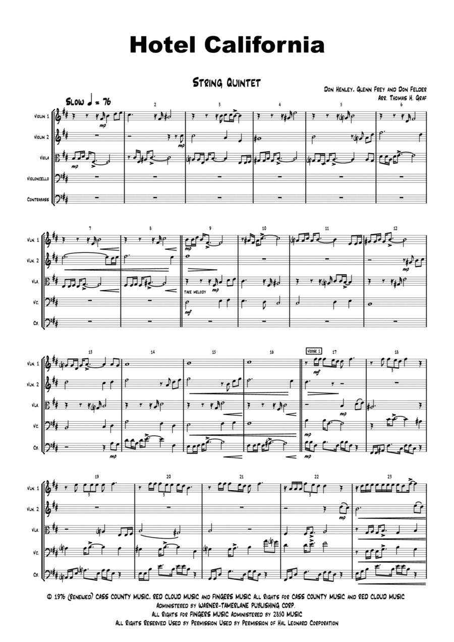 Hotel California (arr. Thomas Graf)