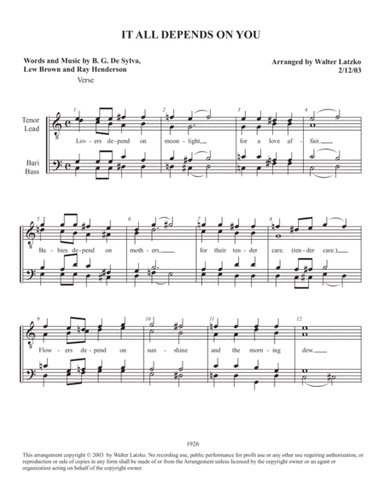 It All Depends On You (arr. Walter Latzko)