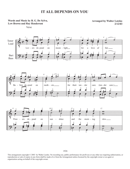 It All Depends On You (arr. Walter Latzko)