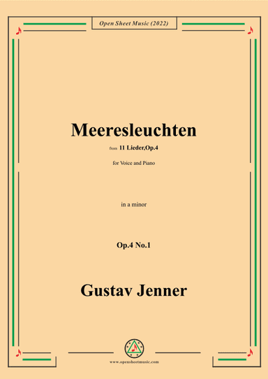 Jenner-Meeresleuchten,in a minor,Op.4 No.1 (arr. OSM Press)