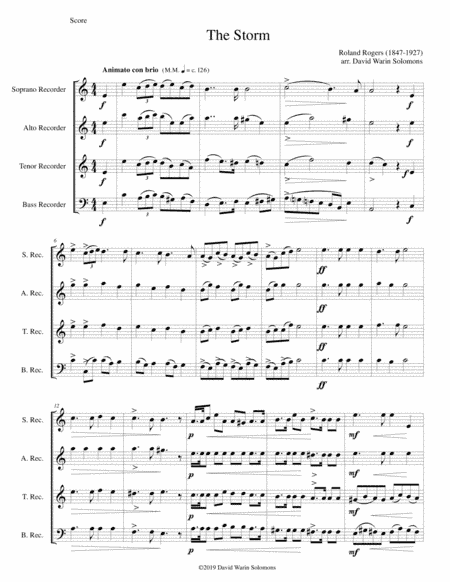 The Storm arranged for recorder quartet (arr. David Warin Solomons)