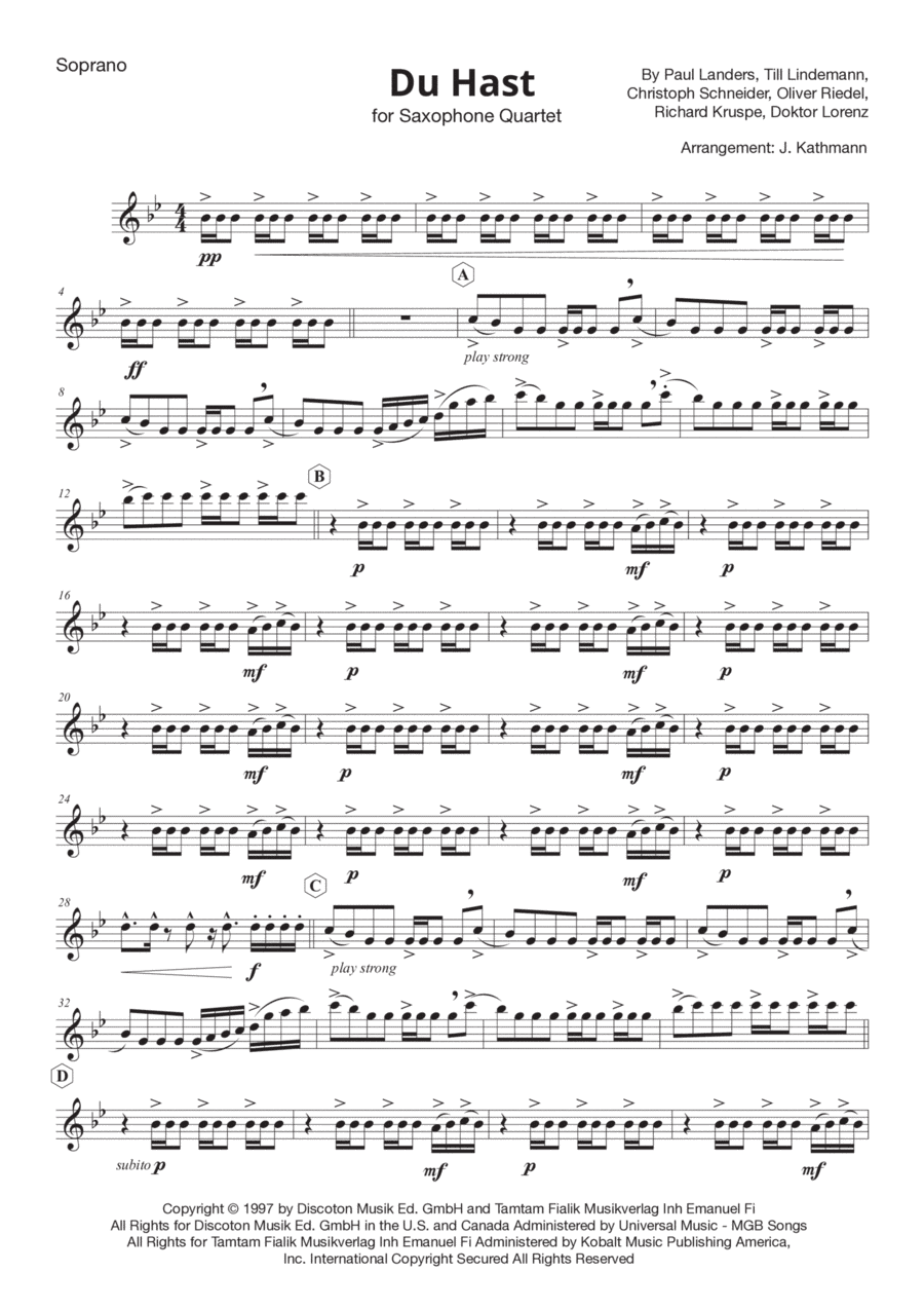 Du Hast (arr. J. Kathmann)