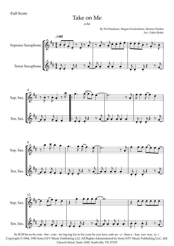 Take On Me (arr. Fabio Britto)
