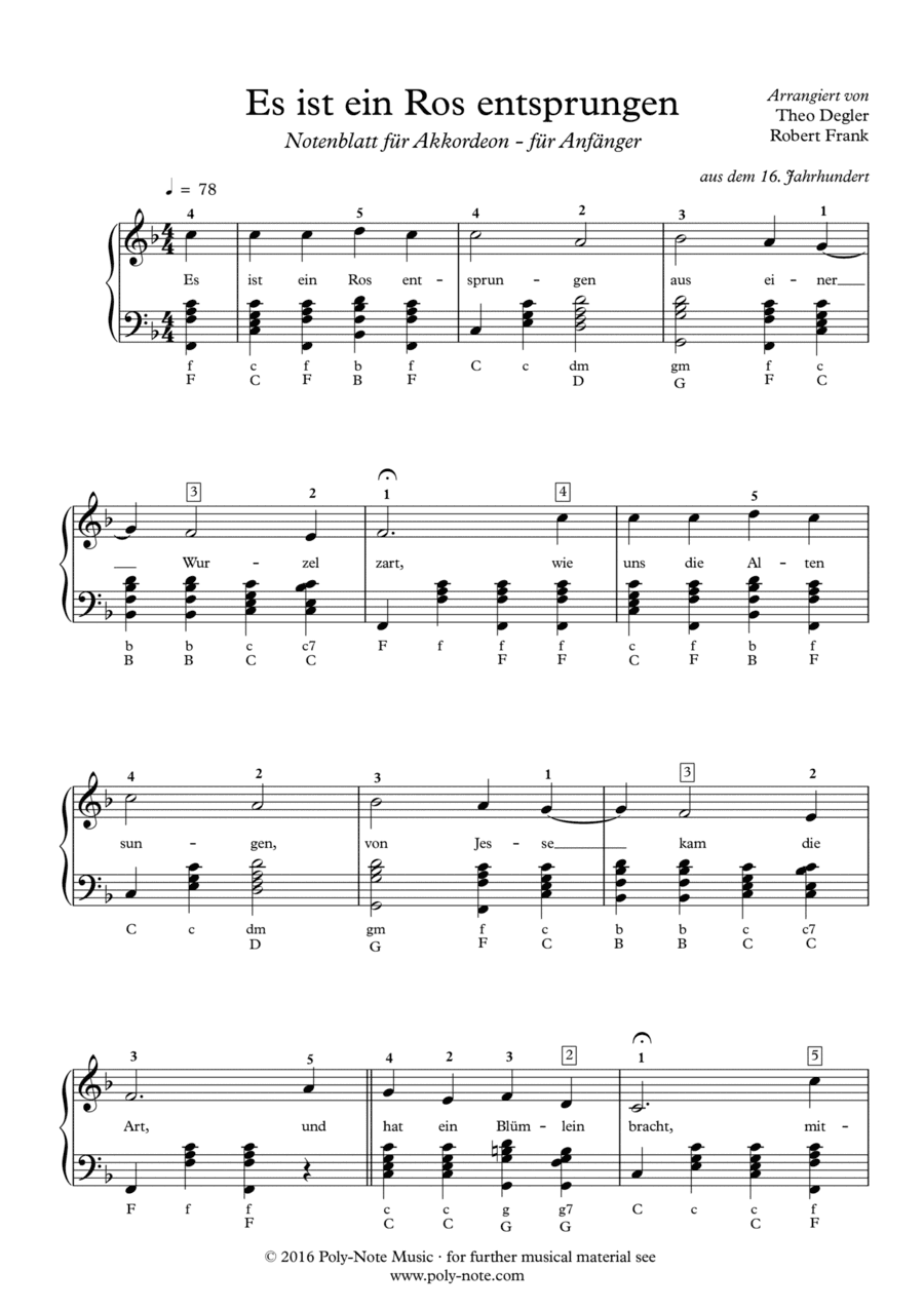 ES IST EIN ROS ENTSPRUNGEN (arr. Theo Degler)