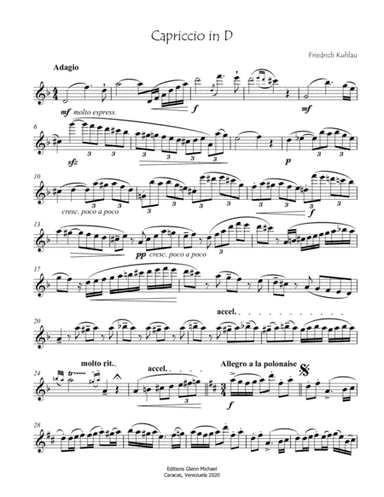 Kuhlau Capriccio in D for Solo Flute (arr. Glenn Michael)